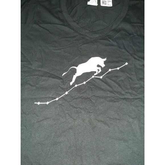 New Small BLACK Stock Investor Bull Port & Co Short Sleeve V-Neck Tee T-Shirt To - Picture 2 of 3